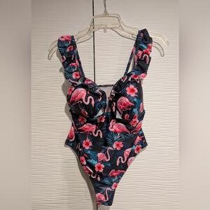 Floral Flamingo One Piece Swimsuit